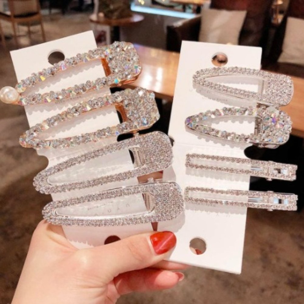 Crystal Hair Clips - 8 Piece Set